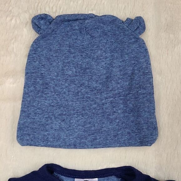 Gerber Organic Cotton 3-6M Footed Pajamas 4pc lot Newborn Baby Onesie Blue PJs - Picture 6 of 7